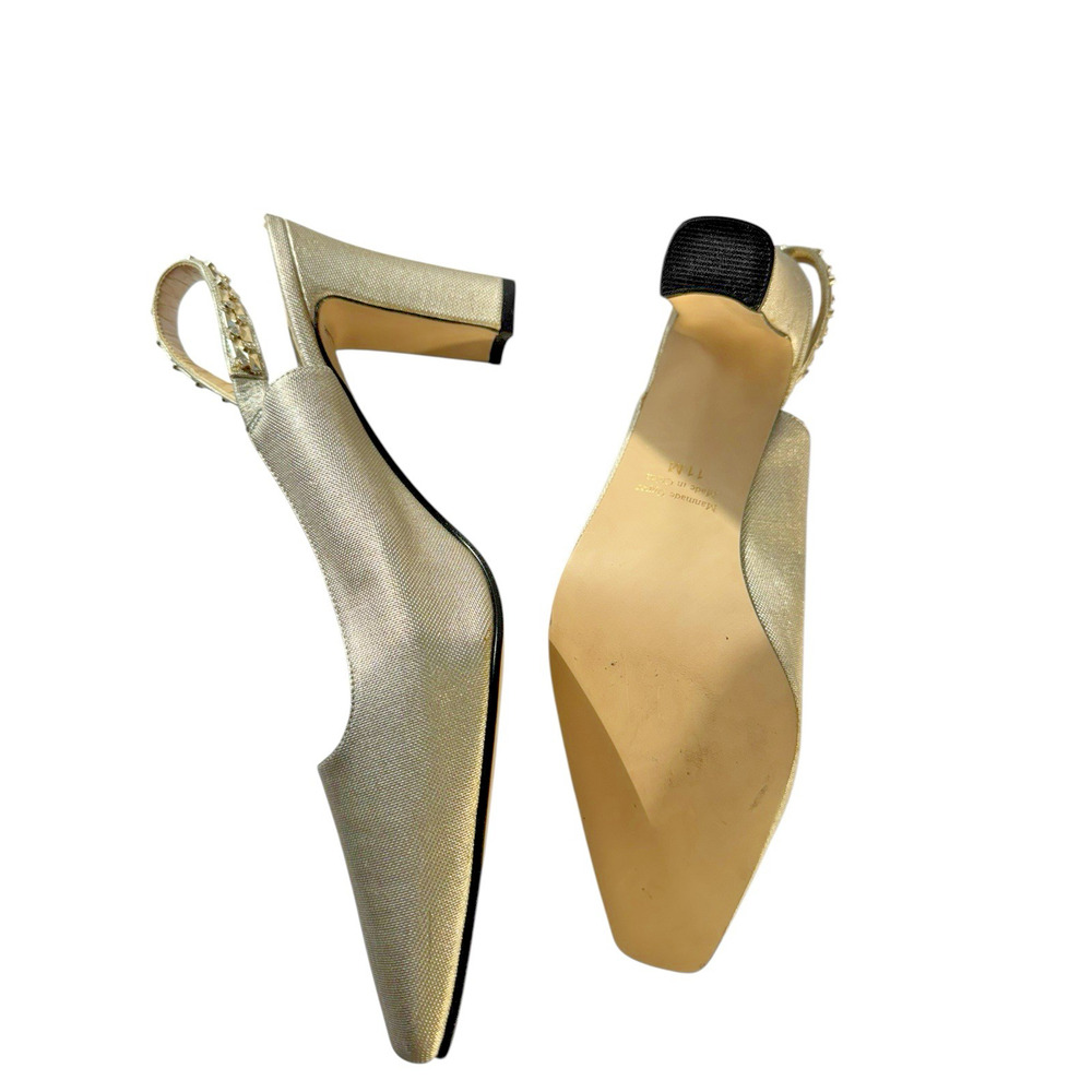 Vintage J RENEE Slingback 11M‎ Pearlized Rhinestone Pointed Toe Elegan Wedding